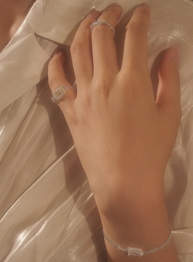 手工雕刻纯银链条戒指春夏新品