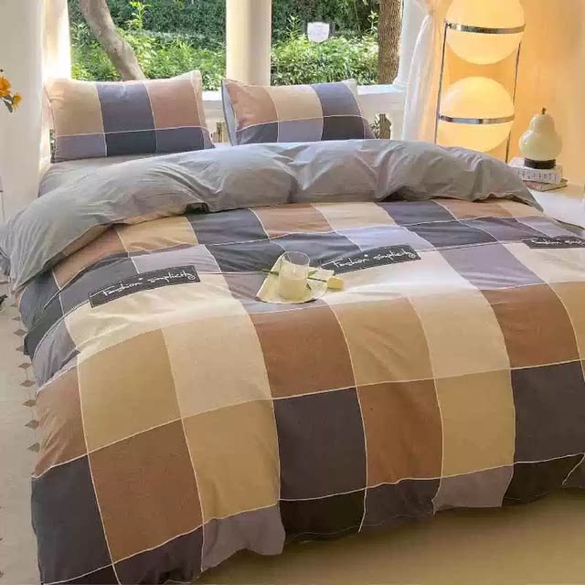 High-end fresh and fresh丨Skin-friendly fiber four-piece set, thickened dormitory three-piece set, bed sheets, quilt cover, bedding-9