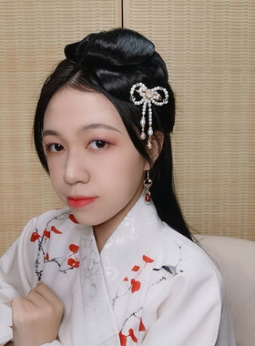 原创云纹玛瑙古风汉服旗袍珍珠