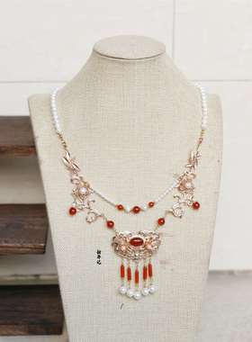 韶华记铜质贝珠项圈汉服璎珞项链