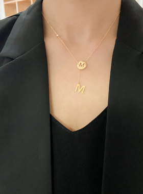 小众设计感显瘦钛钢18k金锁骨链