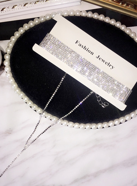 夸张镶钻宽版流苏夜店choker项链