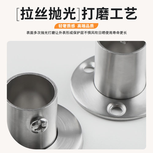 不锈钢圆管法兰座衣柜挂衣杆固定座毛巾杆底座衣通晾衣杆固定配件-图1