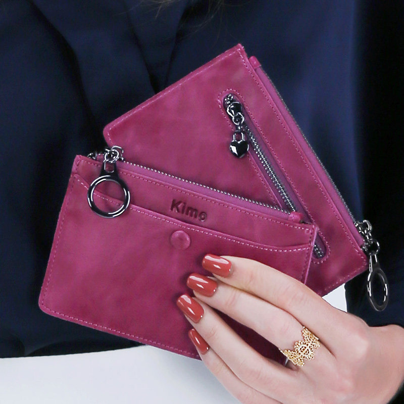 kimo新款女牛皮拉链简约真皮钱包 尔首箱包钱包