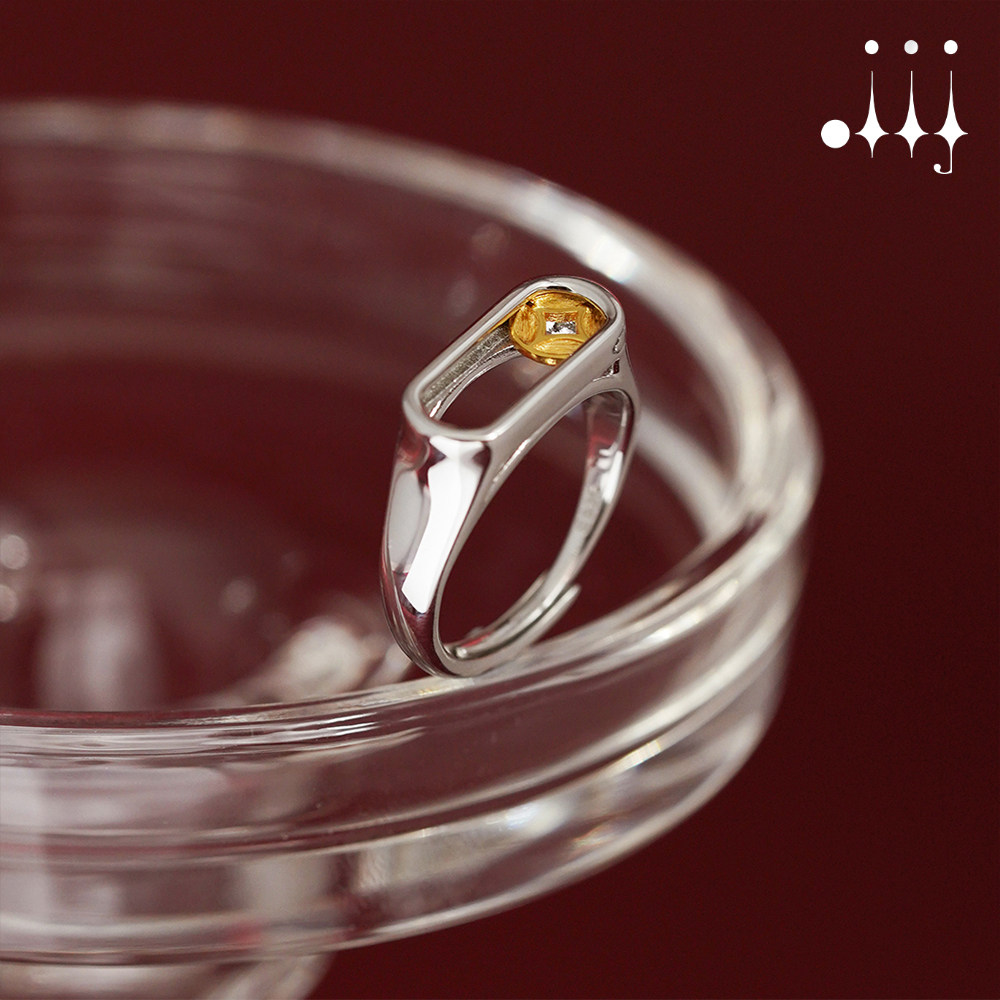 Also say oiij | Make money immediately | Original design 925 silver new Chinese saddle copper coin ring opening for good luck