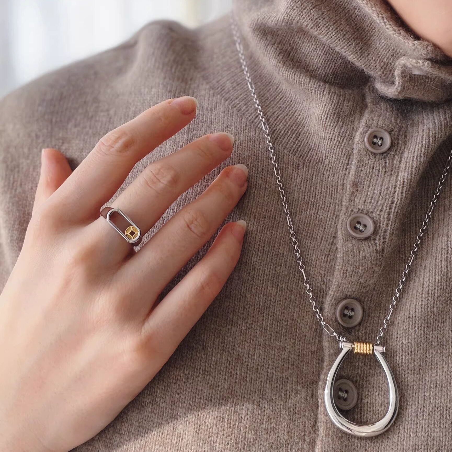 Also say oiij | Make money immediately | Original design 925 silver new Chinese saddle copper coin ring opening for good luck