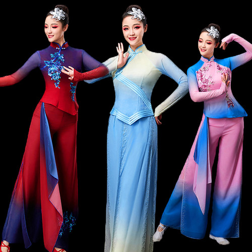 2025新款东北大秧歌服秋冬喜庆广场舞胶州秧歌腰鼓大扇子舞蹈服装 - 图1