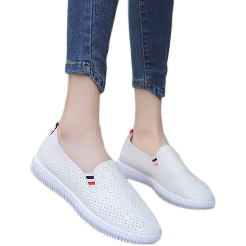 【冲量】韩版百搭经典小白鞋懒人鞋一脚蹬透气女鞋