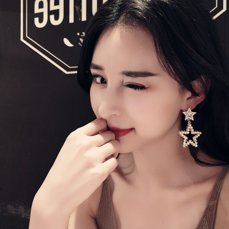 春季新款东大门五角星小珍珠星星优雅水钻耳环耳钉耳饰女 2019 韩国 春季新款东大门五角星小珍珠星星优雅水钻耳环耳钉耳饰女 2019 韩国