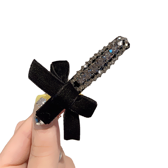 水钻蝴蝶结刘海夹高级感镶钻发夹时尚复古侧边夹一字夹发卡边夹女