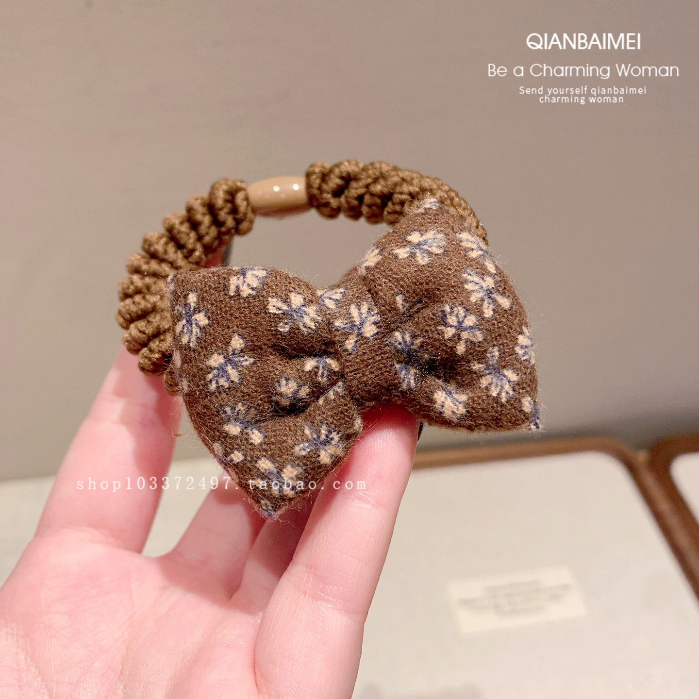 韩版碎花蝴蝶结发圈高弹力耐用橡皮筋女童绑发头绳甜美可爱发绳女,淘宝优惠券,粉丝福利购,淘宝优惠卷