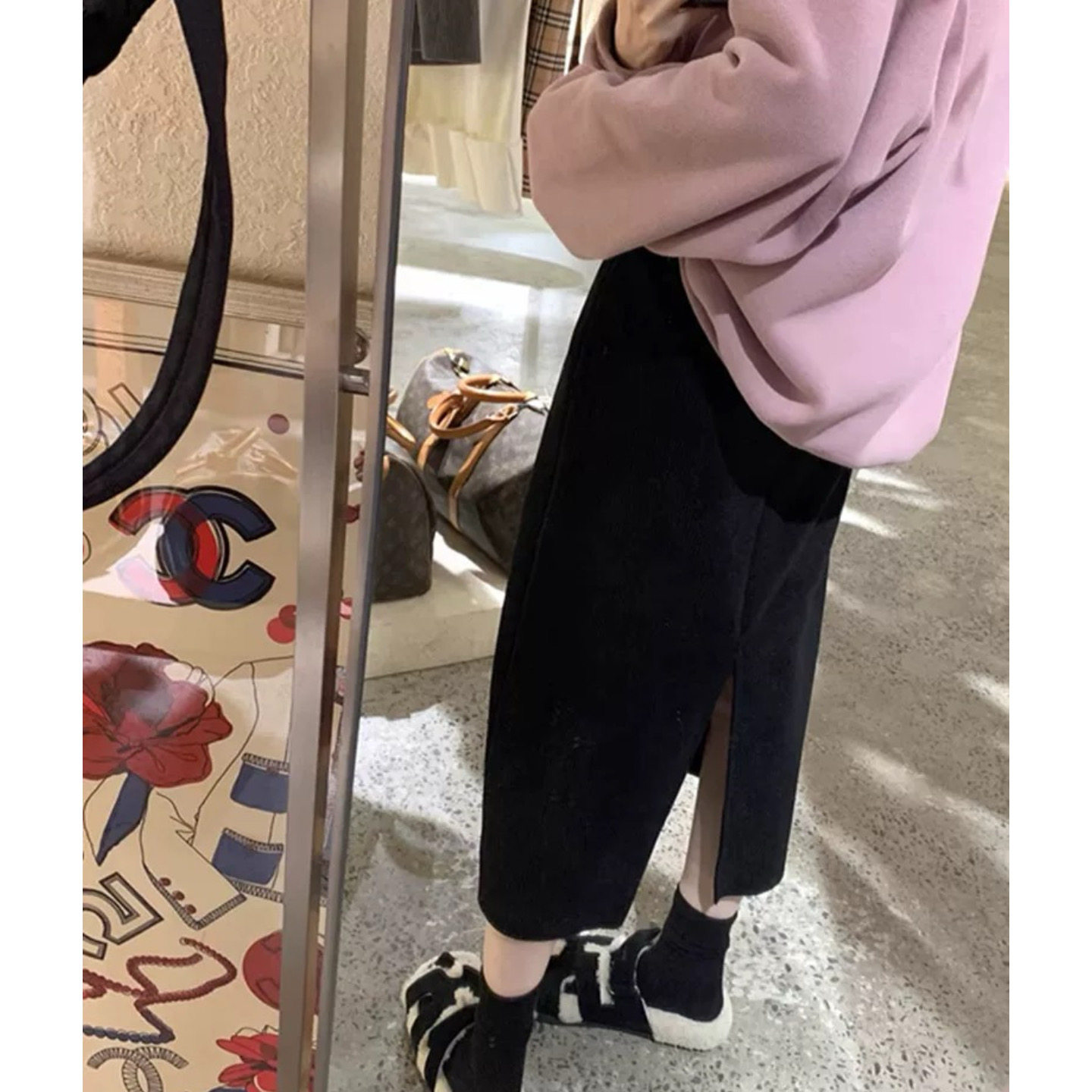 富尔大码定制女装肥妹妹后开叉灯芯绒半身裙春高腰宽松显瘦中长裙,淘宝优惠券,粉丝福利购,淘宝优惠卷