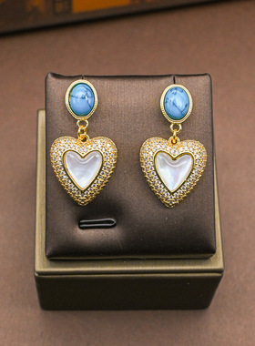 新款个性小众经典项链爱心蓝色吊