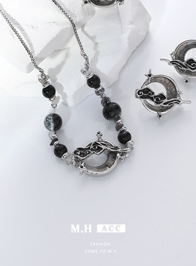 新款个性小众星云月牙树脂串珠手