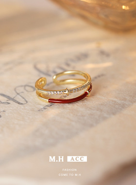 新款个性小众四芒星镂空戒指女新