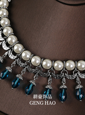 新款个性小众2024复古宫廷风蓝色