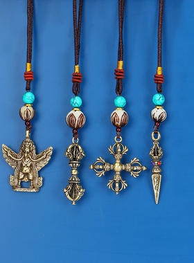 藏传手工编织铜制金刚杵吊坠