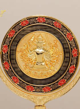 藏式准提镜宝镜密宗装饰摆件佛前家用随平面镜准提佛母镜礼盒