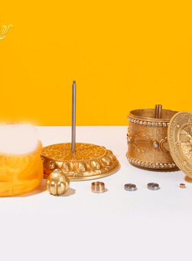 慧宝黄铜指捻转轮转简经转筒摆件