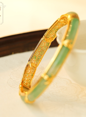 南宫S925银非洲翠绿开口手镯