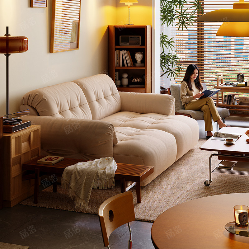 品洛云朵电动布艺沙发双人中古风小户型客厅猫抓布白色伸缩零靠墙,淘宝优惠券,粉丝福利购,淘宝优惠卷