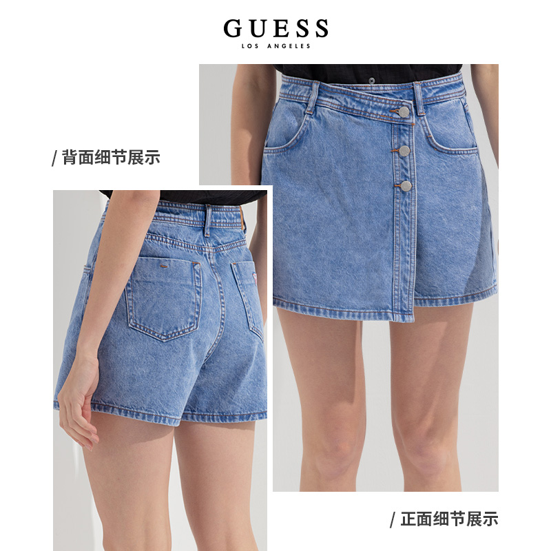 GUESS 女士时髦精辣妹牛仔短裤Q2GD608105Z - 图2