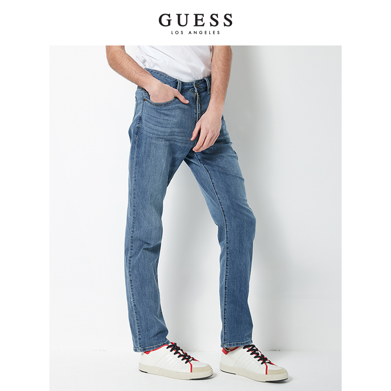 guess2020新款男士复古磨白长裤 guess牛仔裤