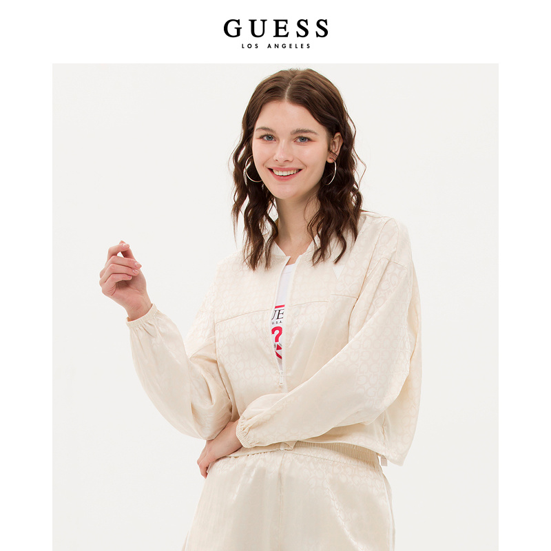 GUESS  女士LOGO提花凉感吸湿排汗透气轻薄外套-Q3PN09W55R0 - 图0