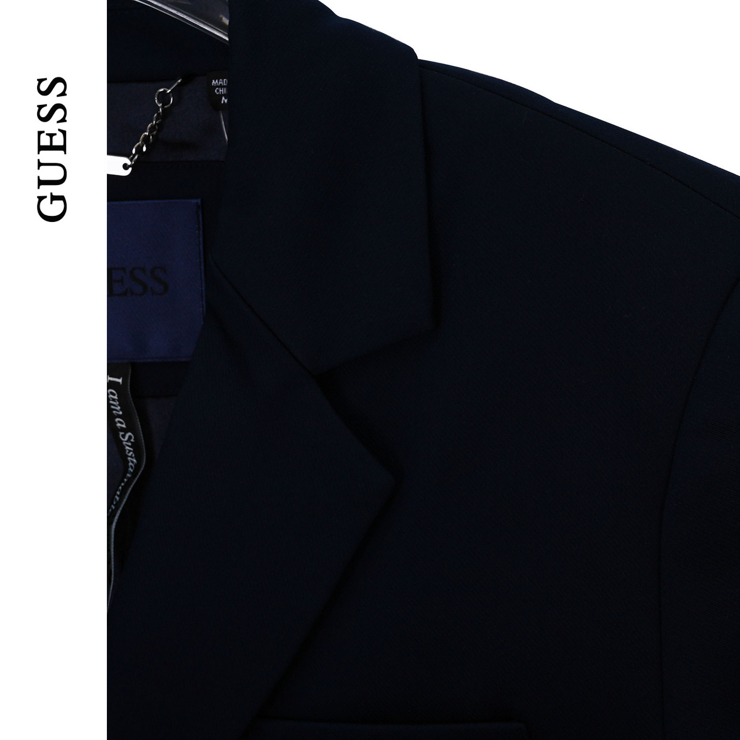 GUESS25年新款早秋女士短款简约翻领单排扣西装外套-W5YN11WHG92,淘宝优惠券,粉丝福利购,淘宝优惠卷