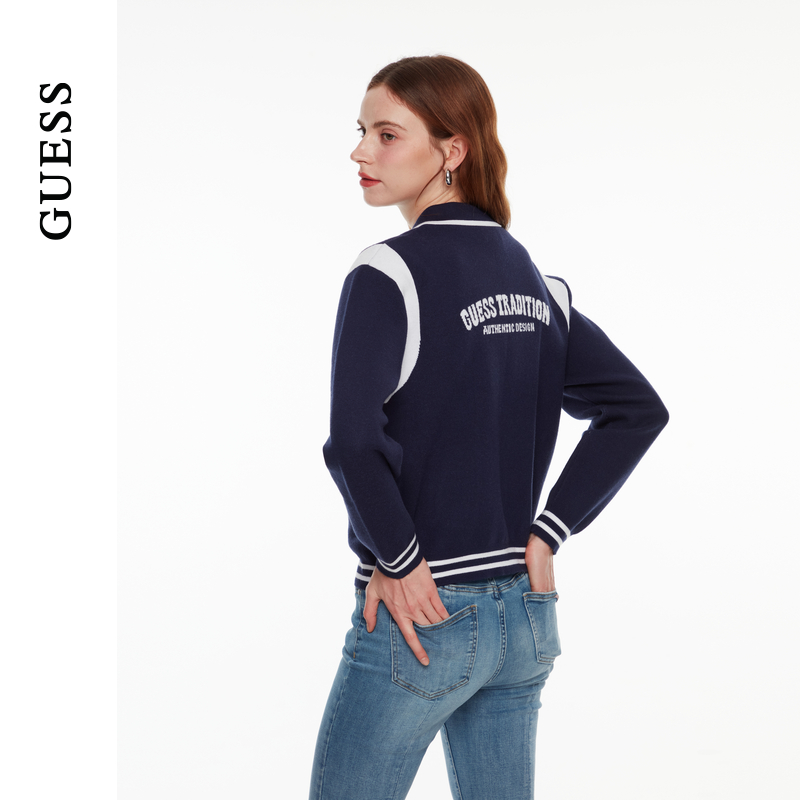 GUESS女士日系学院风翻领开衫针织外套-W4PR1VZ0W90 - 图2