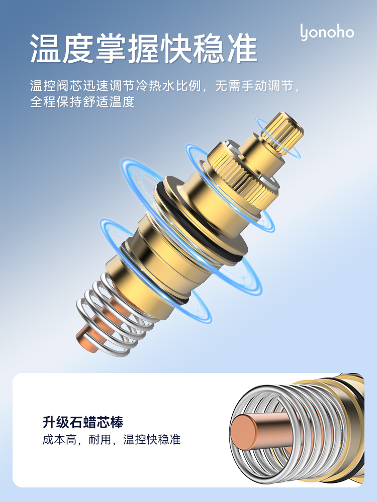 扬和太阳能恒温阀明装智能全铜电热水器冷热水自动混水阀淋浴调温-图1