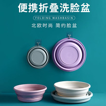 Tea Flower Thickened Plastic Anti-Slip Washbasin Home Dressing Room Wash Basin Kitchen Fruit And Vegetable shower Tub Fit to fold