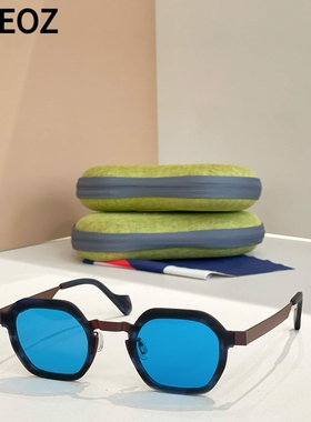 ANNE ORNETTE复古板材中金方形墨镜太阳眼镜男女潮款中小脸型框型