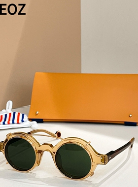 jpj 复古圆形框光学板材近视眼镜框带夹片两用太阳眼镜男女款墨镜