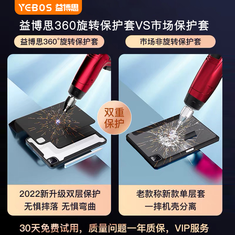 2022旋转适用于air5保护套4苹果ipadpro保护壳11寸磁吸拆分10.2全包12.9平板第9代10防带笔槽2021款mini6 - 图0