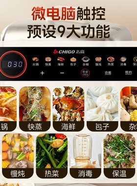 台湾跨境110v电蒸锅多功能三层不锈钢蒸煮炖预约蒸菜电煮锅早餐机