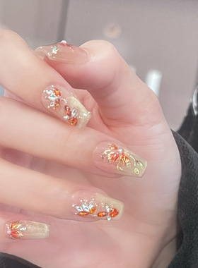 新中式手绘锦鲤钻款穿戴甲