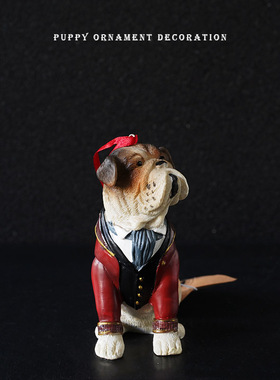 北欧树脂手绘摆件挂件哈巴狗