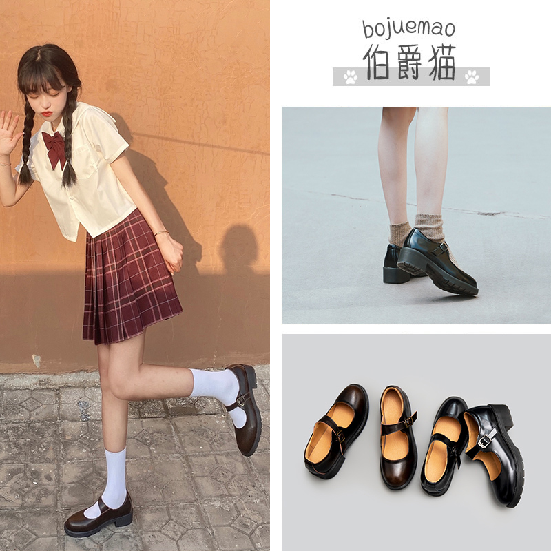 伯爵猫2024新款jk制服鞋日系小皮鞋女复古夏季学院风玛丽珍鞋女夏 - 图0