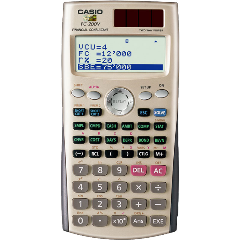 casio汇丰盛专卖店卡西欧FC-200V金融计算器BAII FRM/CFA一二级考试专用FRM/CMA理财ACCA年金净现值计算CFP/AFP会计财务计算机3