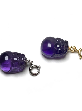 天然紫水晶貔貅手链挂坠活口扣