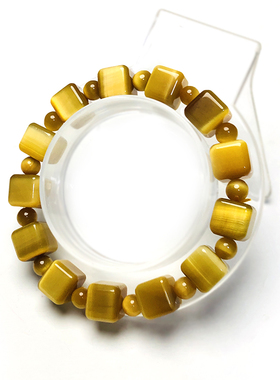 天然女金虎眼石方糖手串水晶手链