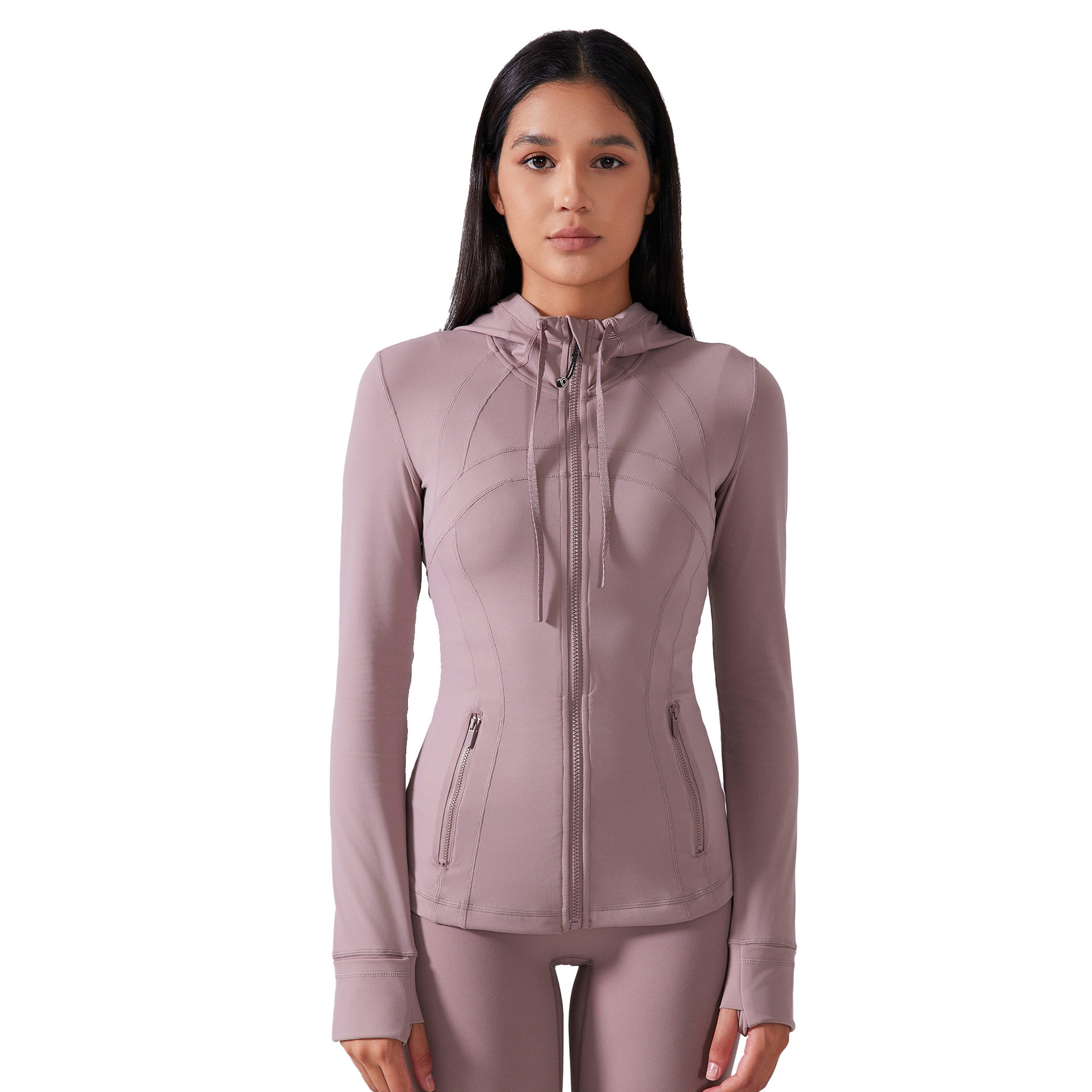 瑜伽服外套女新款连帽抽绳夹克修身百搭显瘦跑步运动健身服DAW204,淘宝优惠券,粉丝福利购,淘宝优惠卷