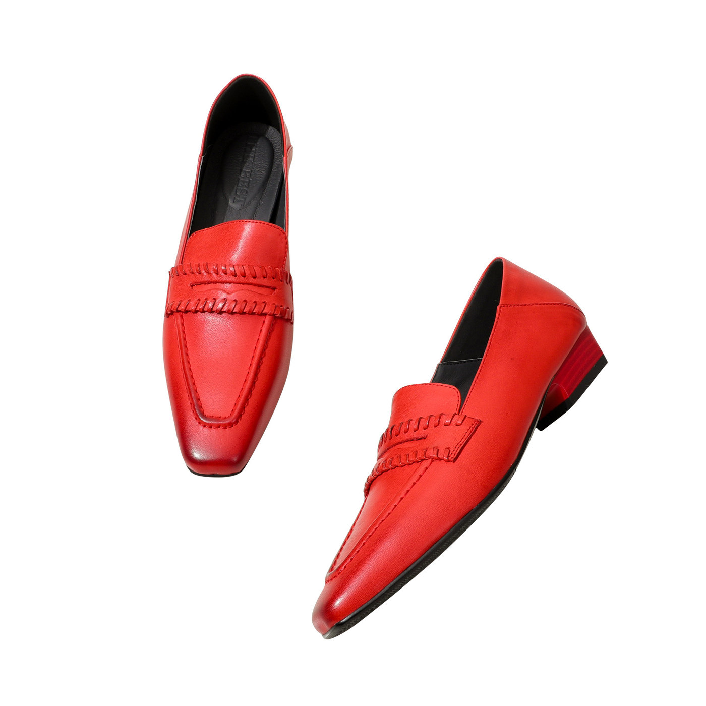 圆圆妈2026春季简约复古方头深口一脚蹬单鞋通勤百搭粗跟牛皮女鞋,淘宝优惠券,粉丝福利购,淘宝优惠卷