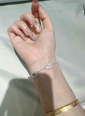 纯银999足银kt猫同款女款手链小众设计感高级轻奢手环送女友礼物