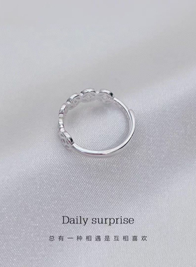 纯银990钱多多银戒指女戒时尚轻奢小众设计食指转运招财铜钱活口