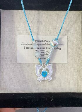 足银999纯银巴啦啦小魔仙项链女款编绳爱心小众锁骨链送闺蜜女友