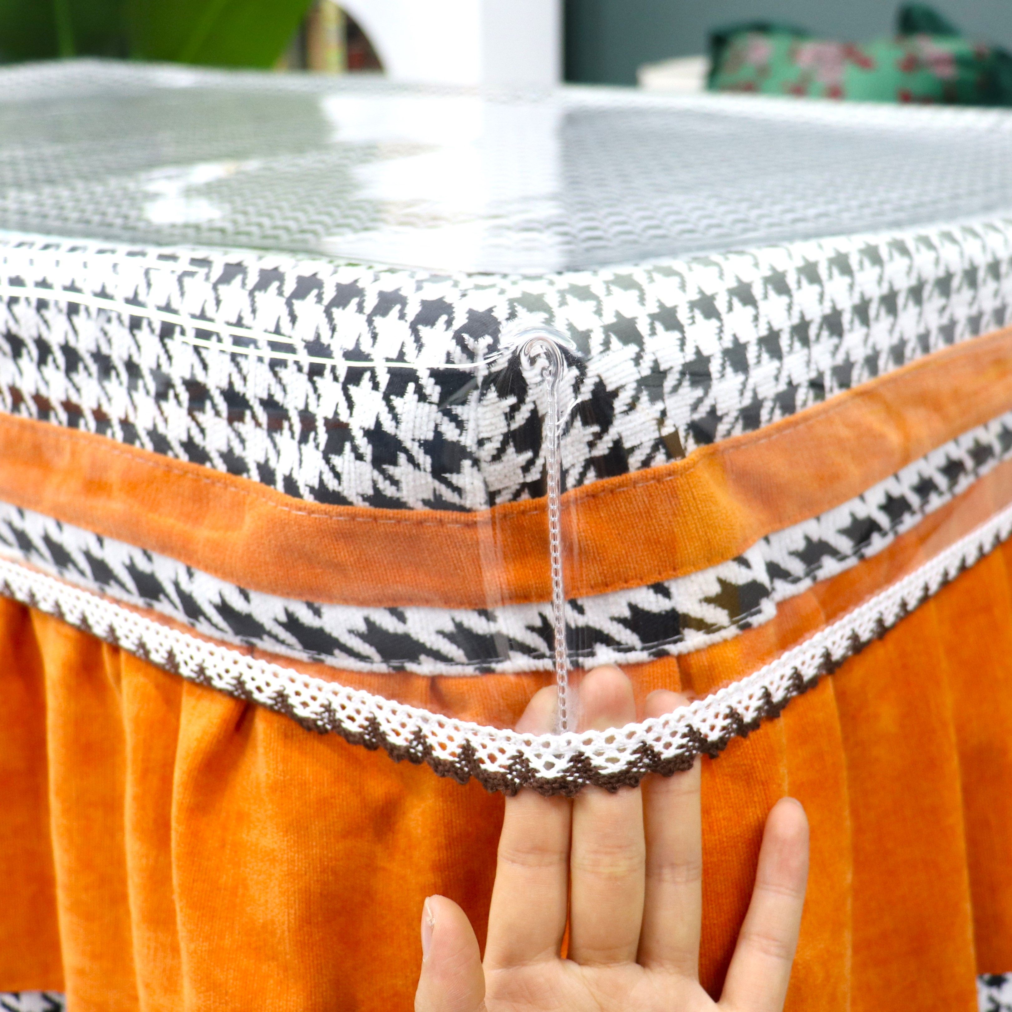 2025新款透明包角桌布防水防油耐高温烤火桌罩套垂边简约取暖桌罩,淘宝优惠券,粉丝福利购,淘宝优惠卷