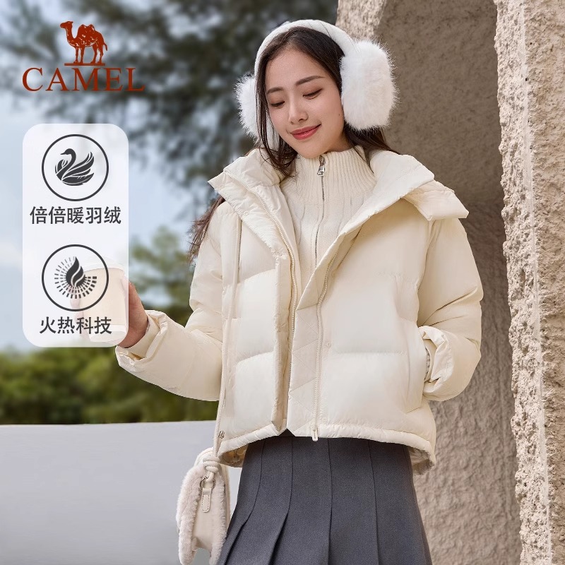 骆驼泡芙羽绒服女短款2025秋冬新款加厚时尚防风防水面包服女外套