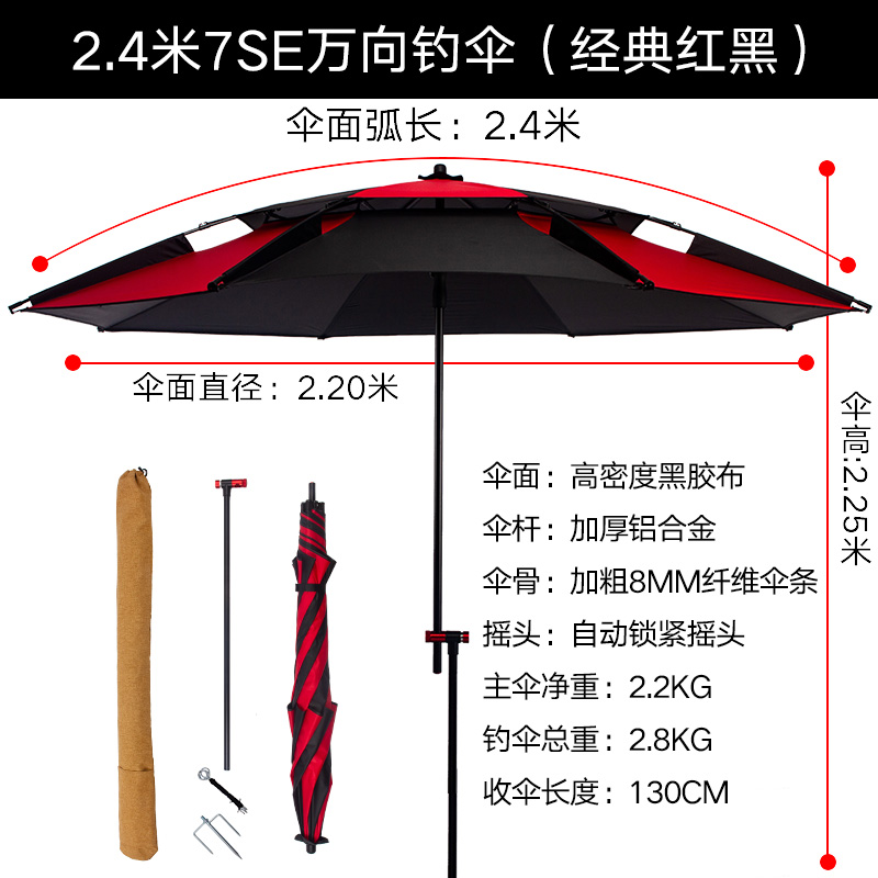 钓鱼伞大钓伞防暴雨防晒防紫外线双层加厚遮阳万向轻黑胶新款渔伞图片